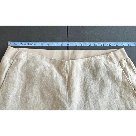 J. Jill Love Linen Tan Elastic Waist Lagenlook Straight Leg Pants Size Medium - Picture 9 of 12